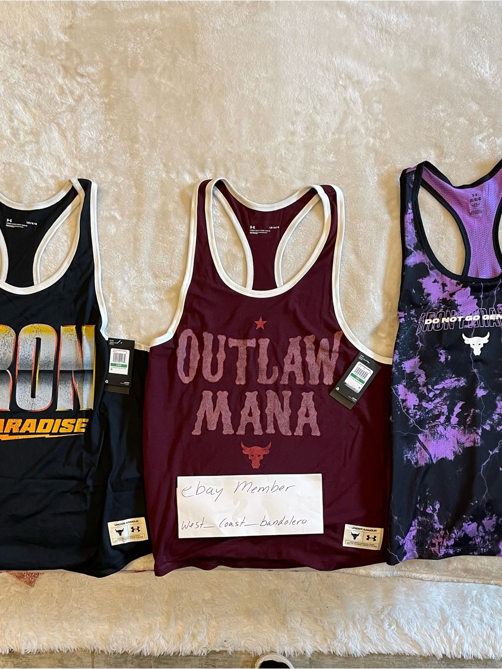Under Armour Project Rock Outlaw  & Iron Paradise Size Large Tank Tops Bundle